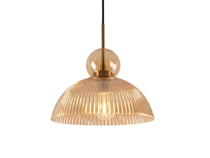 Suspension vintage avec verre nervuré ambré - ysolde