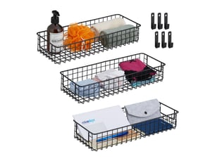 Lot de 3 paniers de rangement pratique design intemporel 30 x 25 x 20 cm en métal noir 13_0014144