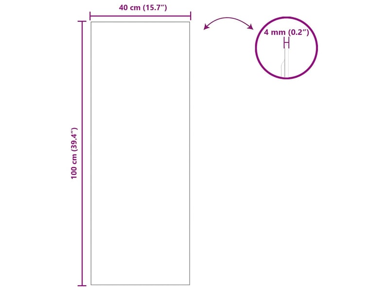  Miroir mural rectangulaire 40 x 100 cm verre trempé cf62863  - Conforama E