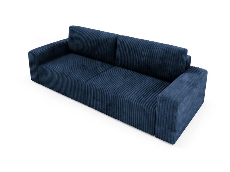 Canapé convertible 4 places en velours côtelé fano bleu - Conforama C