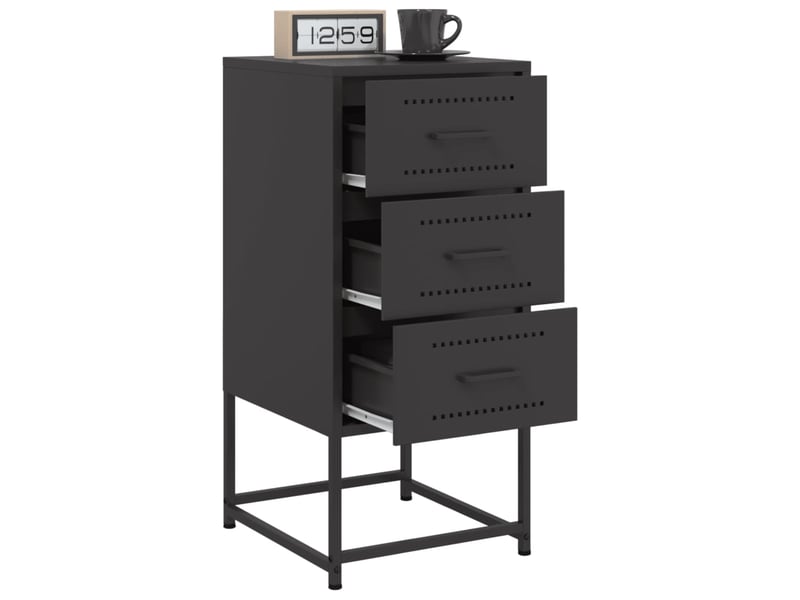  Lot de 2 tables de chevet - cabinet de chevet - table de nuit noir 36x39x78 cm acier  - Conforama C