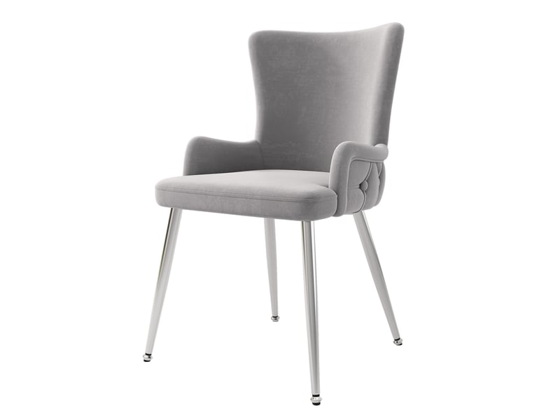  Lot de 6 chaises de salle à manger,55x47x85 cm,velours et métal argenté,gris  - Conforama D