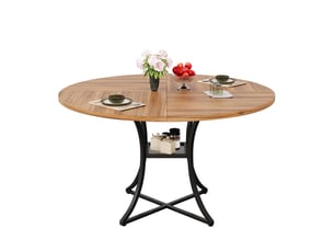 Table de salle à manger ronde pour 4 à 6 personnes avec étagère, pieds réglables, noyer noir 100 × 100 × 75 cm