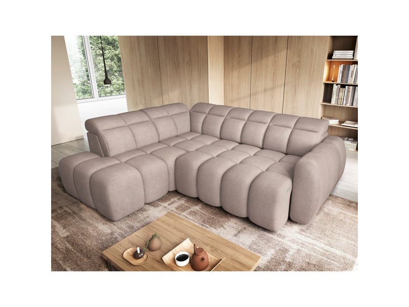  Canapé d'angle électrique ronda 4 places marron clair – angle gauche  - Conforama B