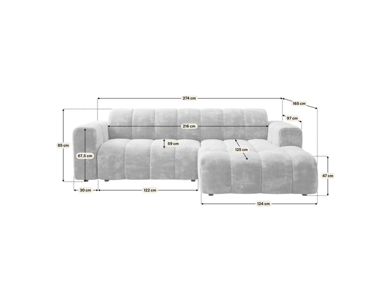  Canapé d'angle tisi, tissu chenille marron  - Conforama C