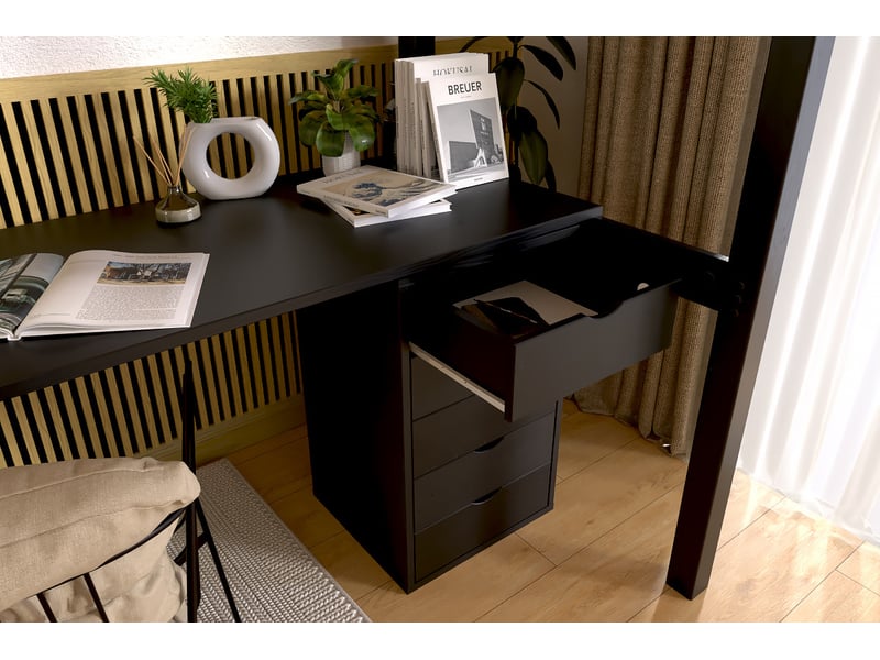  Caisson à tiroirs 5 en bois massif, noir BLOC5T-N - Conforama B