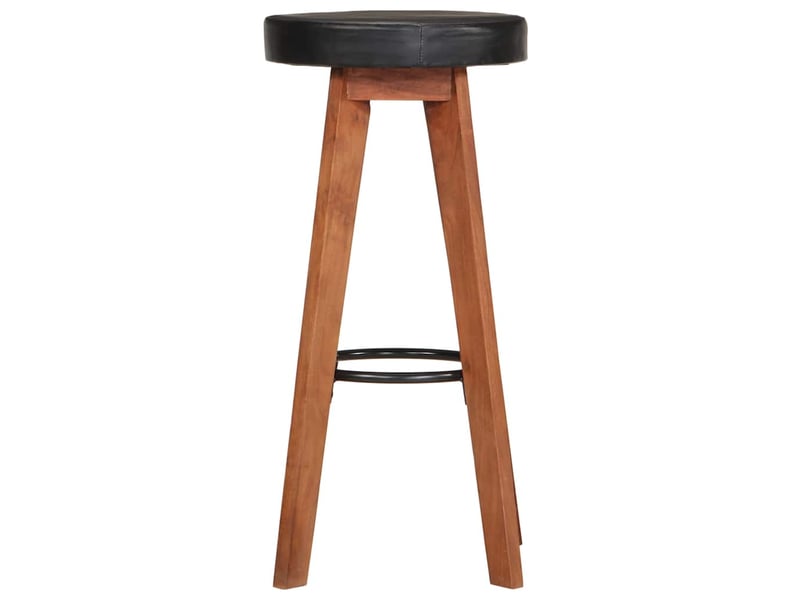  Lot de 2 tabouret de bar, chaise de bar cuir véritable et bois d'acacia solide  - Conforama D