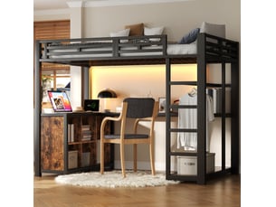 Lit mezzanine 140x200 cm <strong>SAPGAKS</strong> <strong></strong> coloris noir