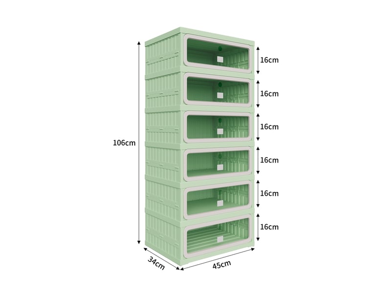  Meuble à chaussures pliable,45×34×106 cm,6 niveaux, 12 paires,porte transparente en pet,matériau pp,style moderne,vert  - Conforama C