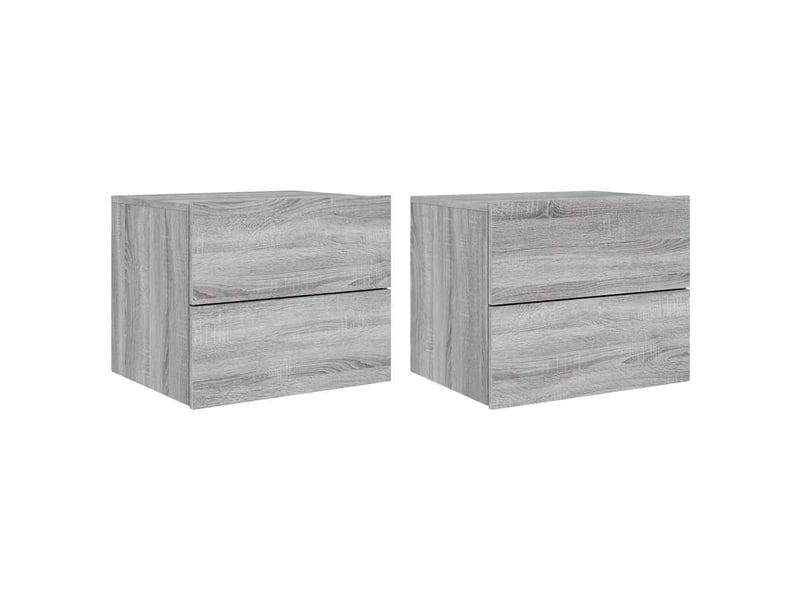  Lot de 2 tables de chevet - cabinet de chevet - table de nuit murales avec lumières led sonoma gris  - Conforama A