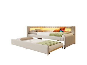 Lit gigogne 90x200 cm <strong>HAVRYA</strong>  <strong></strong> coloris beige