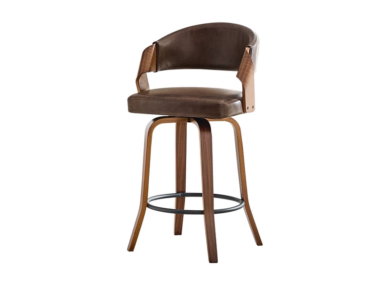  Lot de 2 tabourets de bar,51x42x95 cm,avec dossier,bois et pu,marron  - Conforama D