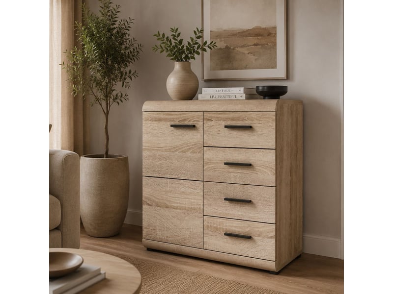  Buffet hamo, commode 4 tiroirs, 80x42x87h cm chêne marron Hamo - Conforama B