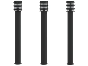 Lampadaires d'extérieur 3 pcs 110 cm acier inoxydable noir 02_0042546