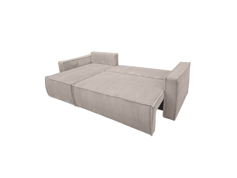  Canapé d'angle réversible et convertible en velours côtelé beige  - Conforama D