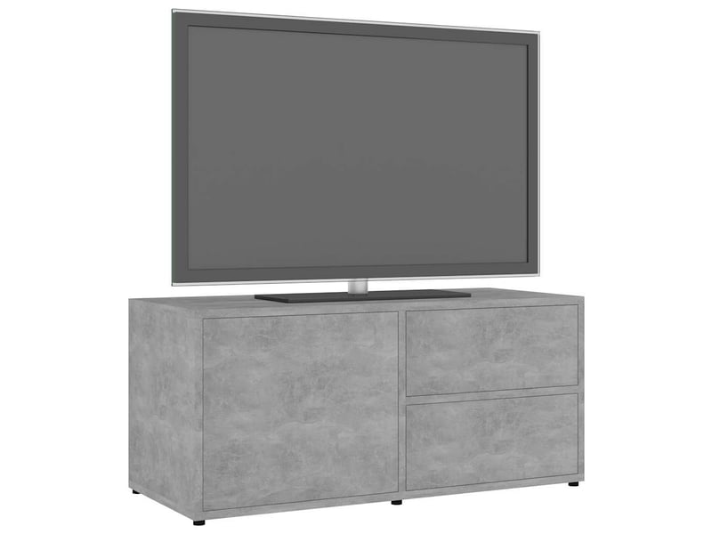 Meuble tv - banc tv - meuble de rangement gris béton 80x34x36 cm bois d'ingénierie  - Conforama D
