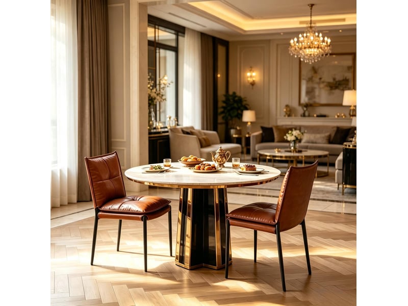  Lot de 2 chaises de salle à manger modernes avec dossier rembourré, marron et noir  - Conforama B