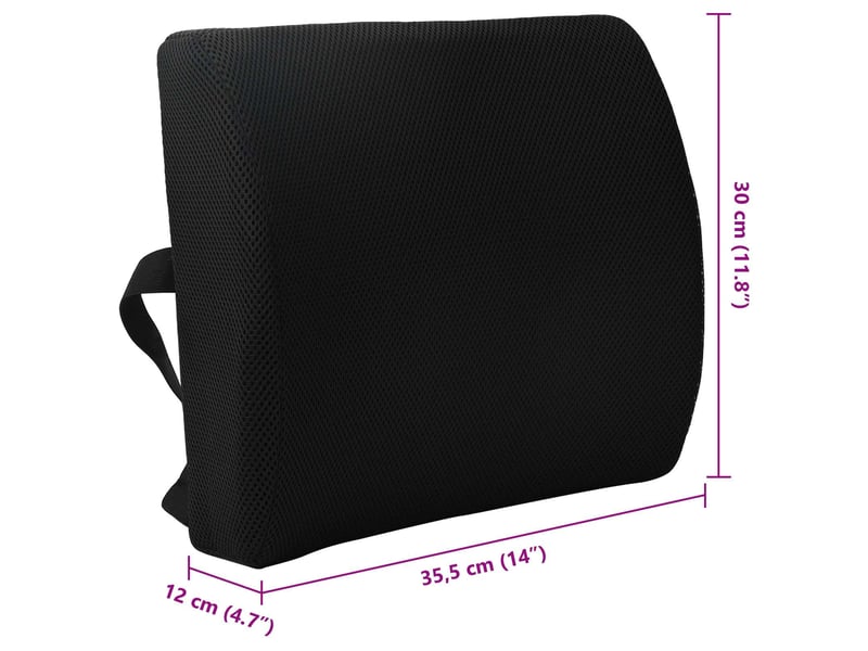  Coussin dorsal, coussin lombaire noir mousse à mémoire de forme 35,5 x 30 x 12 cm cf56447  - Conforama E