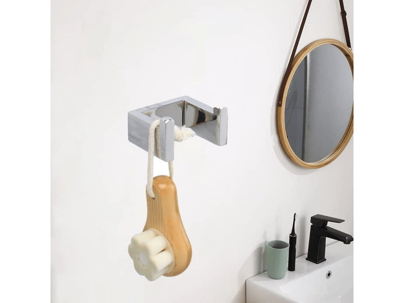 Crochet porte-serviettes, patère en acier inoxydable, mural carré, 7 x 6,1 x 4 cm (2 pièces, brillant, gris FC-ZLS-02063ZLS - Conforama D