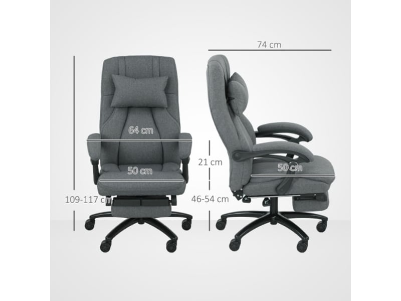 Chaise de bureau massante avec port usb et roulettes pivotantes, gris foncé - Conforama C