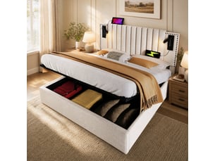Lit coffre 140x200 cm coloris beige