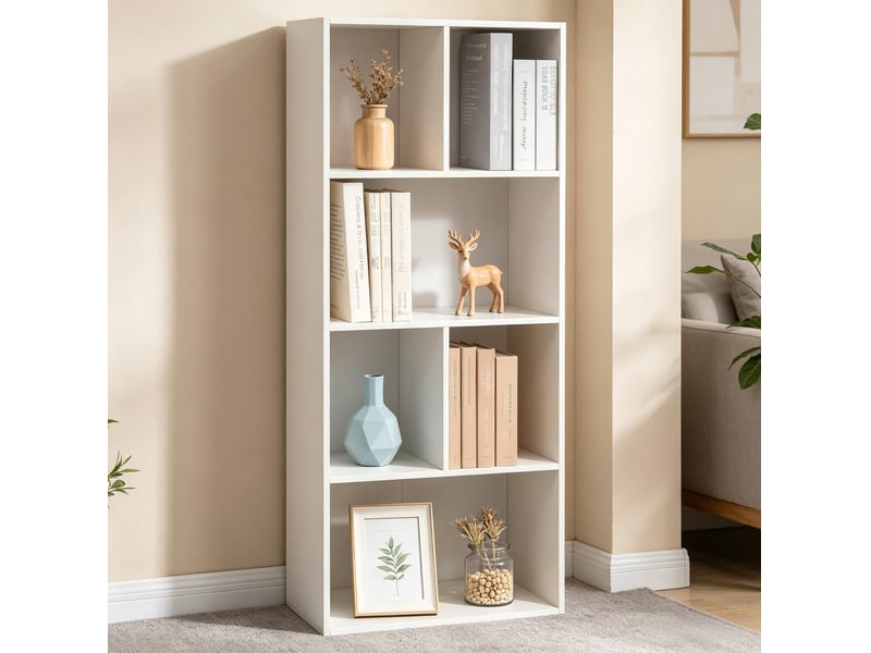  Bibliothèque 50,2x29,2x118 cm 6 compartiments mdf blanc  - Conforama D
