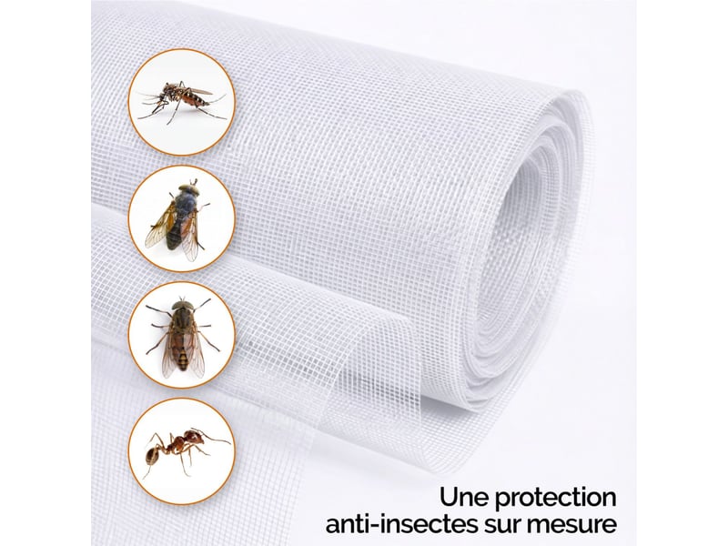  Moustiquaire découpable, ajustable pour porte ou fenêtre - 120 x 250 cm - blanc  - Conforama D