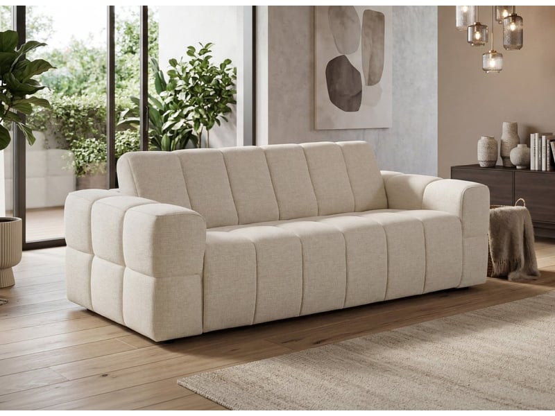 Canapé convertible express 3 places en velours texturé beige basile KF9067D-3-BEI - Conforama B