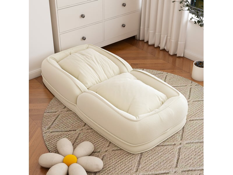  Canapé pliable 80x22x87 cm, avec 5 positions réglables, à usage multifonction, structure en métal, couleur blanc cassé  - Conforama E