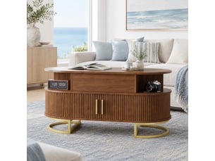 Table basse ovale coloris bois foncé EVRYAE - 50 cmx100 cm