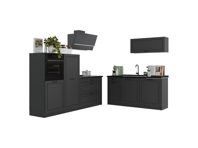  Vicco cuisine, anthracite campagneanthracite, 220cm plan de travail anthracite  - Conforama E