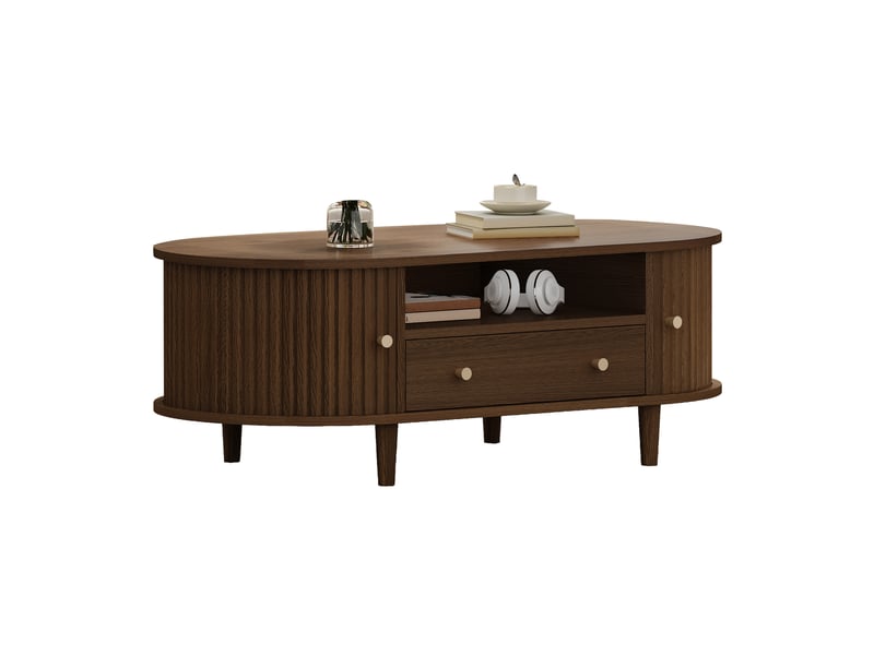 Table basse ovale avec tiroir et rangement 100 x 50 cm homvra - Conforama A