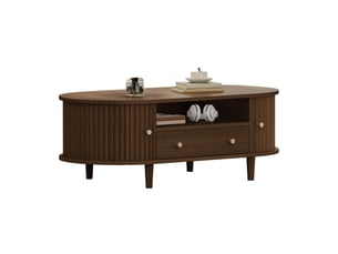 Table basse ovale coloris bois foncé HOMVRA  - 50 cmx100 cm