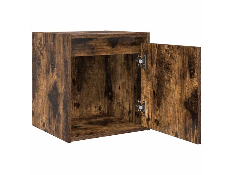  Lot de 2 tables de chevet - cabinet de chevet - table de nuit murales chêne fumé 38x34x40 cm  - Conforama E