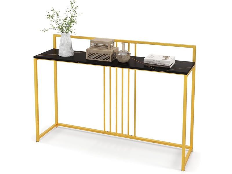 Table console d'entrée, meuble d'entrée, table haute et étroite, console économe en espace et moderne, avec structure métallique (noir)  - Conforama A