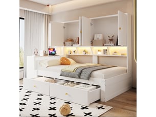 Lit combiné 90x200 cm <strong>OKMYHOME</strong> <strong></strong> coloris blanc