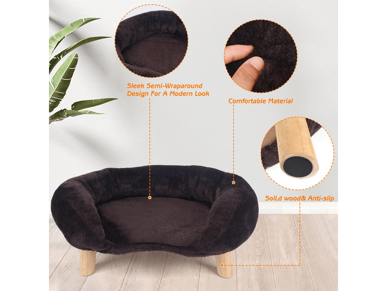  Canapé félin 50x40x24 cm – marron – bordure enveloppante antidérapante et entrée ouverte, repos confortable  - Conforama E
