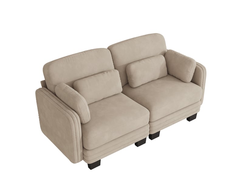 Canapé modulable 2 places 176x88x88 cm en chenille coloris taupe - Conforama A