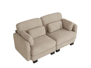 Canapé modulable 2 places 176x88x88 cm en chenille coloris taupe