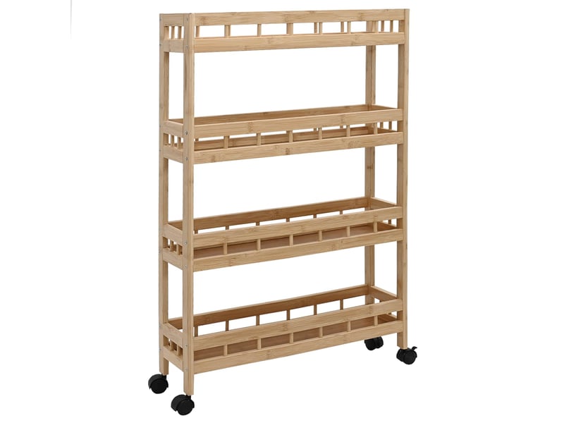  Desserte de cuisine, chariot de rangement avec roues naturel 60x18x97 cm bambou  - Conforama A