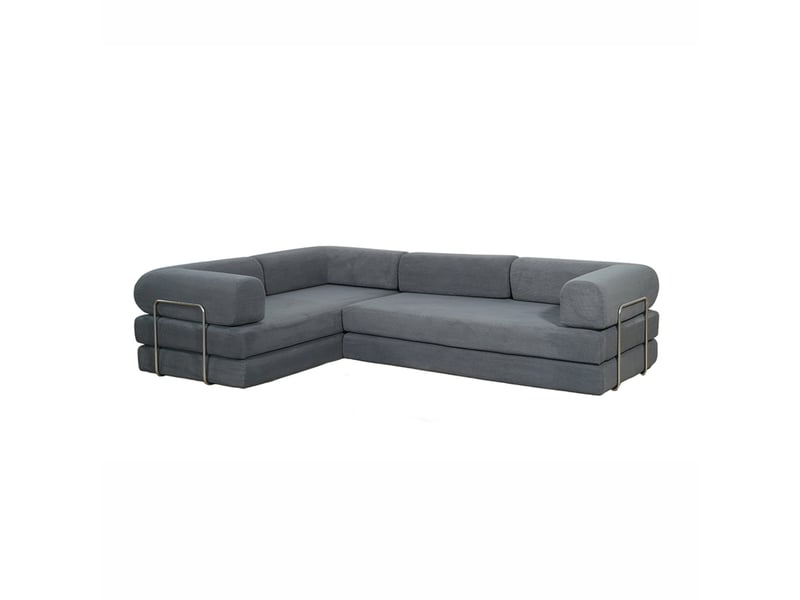 Canapé compressé convertible 5 places à mémoire de forme en velours côtelé gris foncé barry - Conforama A