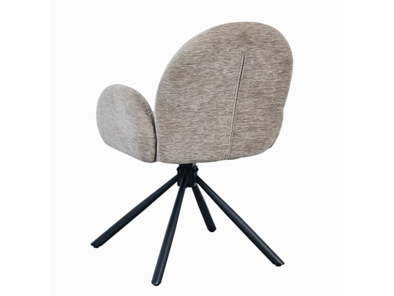  Chaises de salle à manger pivotantes 2 pièces avec accoudoirs – assise veloutée taupe, pieds métalliques  - Conforama D