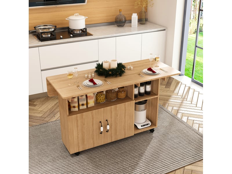  Table à manger pliante mobile 110x70x80 cm mdf coloris chêne clair  - Conforama B