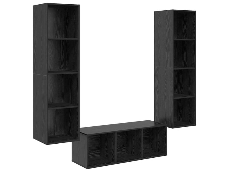  Ensemble meuble tv - banc tv - meuble de rangement 3 pcs chêne noir bois d'ingénierie  - Conforama A
