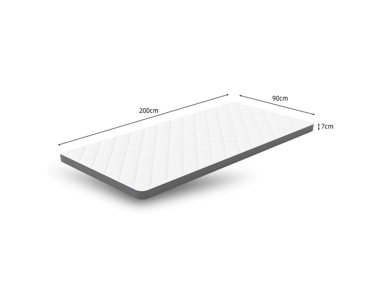  Matelas mousse h3 90x200 cm, épaisseur 7 cm – blanc et gris – soutien ergonomique 7 zones certifié oeko-tex  - Conforama C