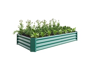 Bac surélevé de jardin en acier vert 180 x 90 x 30 cm, sans fond ouvert, pour potager et plantations durables