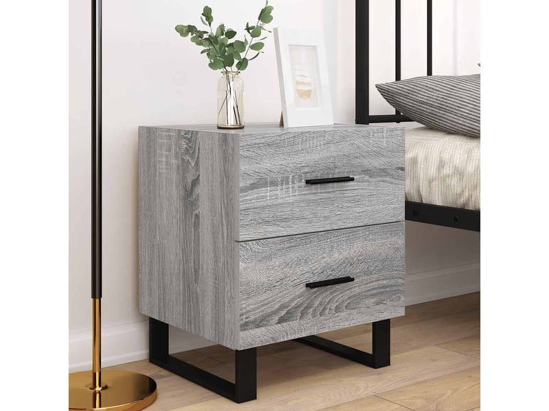  Vidaxl tables de chevet sonoma gris fer meuble rangement 40x35x47cm chambre  - Conforama C