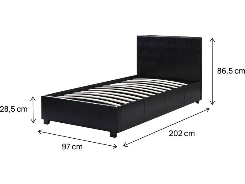Lit avec coffre carla - 90 x 190 cm - noir  - Conforama C