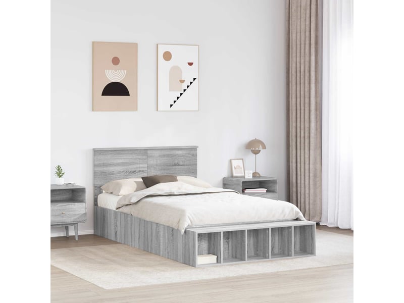  Lit double- lit adulte -  cadre de lit gris sonoma 135 x 190 cm bois d'ingénierie  - Conforama B