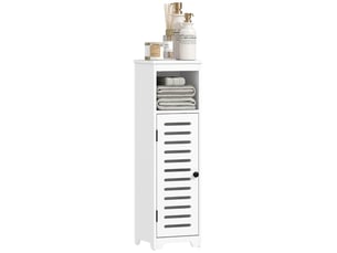 Meuble salle de bain, armoire salle de bain 4 niveaux porte persienne, étagère ouvert, 22x20x75cm, blanc